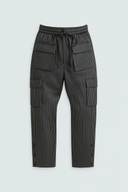 LEGEND FAUX LEATHER PLISSE SNAP CARGO PANT - BLACK
