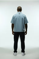 CASPIAN CROPPED CUBAN BUTTON DOWN SHIRT - LIGHT BLUE
