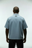 CASPIAN CROPPED CUBAN BUTTON DOWN SHIRT - LIGHT BLUE
