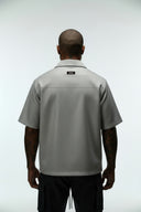 STORM CROPPED CUBAN BUTTON DOWN SHIRT - GREY/STRIPE