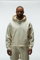 FATE HEAVYWEIGHT FLEECE CROPPED RAW HEM HOODIE - CREAM
