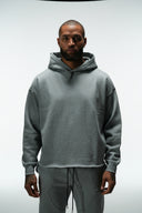 FATE HEAVYWEIGHT FLEECE CROPPED RAW HEM HOODIE - HEATHER GREY