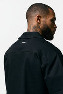 RETROGRADE CROPPED CUBAN BUTTON DOWN SHIRT - BLACK