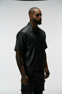 LEGEND PLISSE BUTTON DOWN SHIRT - BLACK