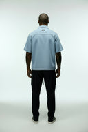 AEGEAN CROPPED CUBAN BUTTON DOWN SHIRT - LIGHT BLUE