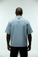 SANTORINI CROPPED CUBAN BUTTON DOWN SHIRT - LIGHT BLUE