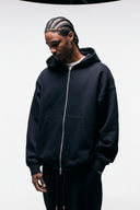 FATE HEAVYWEIGHT FLEECE DOUBLE ZIP HOODIE - BLACK