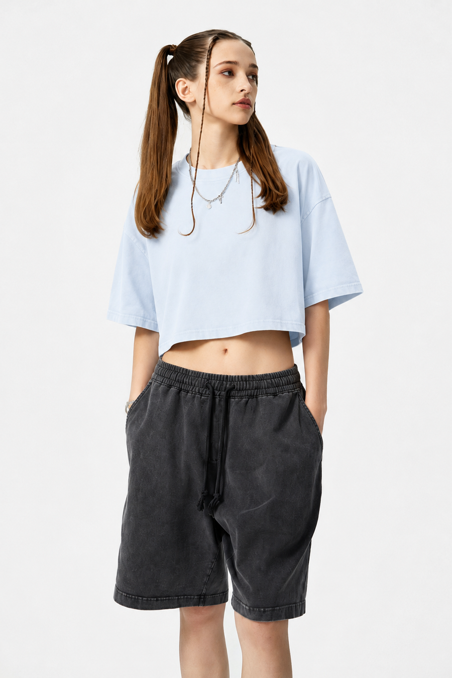 ANANKE Snow Wash Boxy Tee | Heavyweight Crop Streetwear Tee