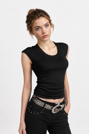 ANANKE U-Neck Baby Tee | Fitted Ribbed Cotton Top