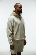 FATE HEAVYWEIGHT FLEECE CROPPED RAW HEM HOODIE - CREAM