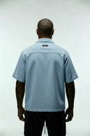 AEGEAN CROPPED CUBAN BUTTON DOWN SHIRT - LIGHT BLUE