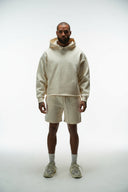 FATE HEAVYWEIGHT FLEECE CROPPED RAW HEM HOODIE - CREAM