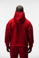 FATE HEAVYWEIGHT FLEECE CROPPED RAW HEM HOODIE - RED