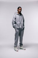 FATE HEAVYWEIGHT FLEECE DOUBLE ZIP HOODIE - HEATHER GREY