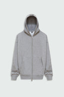 FATE HEAVYWEIGHT FLEECE DOUBLE ZIP HOODIE - HEATHER GREY - ANANKE