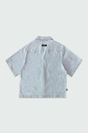 SANTORINI CROPPED CUBAN BUTTON DOWN SHIRT - LIGHT BLUE