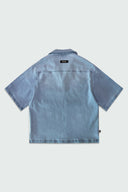 CASPIAN CROPPED CUBAN BUTTON DOWN SHIRT - LIGHT BLUE