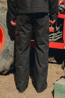 CANVAS FAUX LEATHER CARGO PANT - BLACK