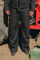 CANVAS FAUX LEATHER CARGO PANT - BLACK