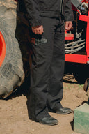 CANVAS FAUX LEATHER CARGO PANT - BLACK