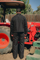 CANVAS FAUX LEATHER CARGO PANT - BLACK