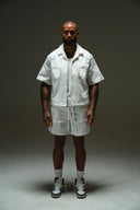 IMMORTAL CROPPED CUBAN BUTTON DOWN SHIRT - WHITE