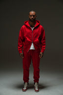 FATE HEAVYWEIGHT FLEECE DOUBLE ZIP HOODIE - RED - ANANKE