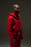 FATE HEAVYWEIGHT FLEECE DOUBLE ZIP HOODIE - RED - ANANKE