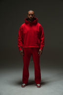 FATE HEAVYWEIGHT FLEECE CROPPED RAW HEM HOODIE - RED - ANANKE