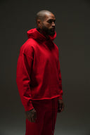 FATE HEAVYWEIGHT FLEECE CROPPED RAW HEM HOODIE - RED - ANANKE