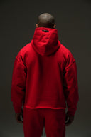 FATE HEAVYWEIGHT FLEECE CROPPED RAW HEM HOODIE - RED - ANANKE