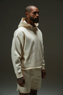 FATE HEAVYWEIGHT FLEECE CROPPED RAW HEM HOODIE - CREAM - ANANKE