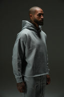 FATE HEAVYWEIGHT FLEECE CROPPED RAW HEM HOODIE - HEATHER GREY - ANANKE