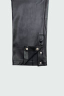 LEGEND FAUX LEATHER PLISSE SNAP CARGO PANT - BLACK