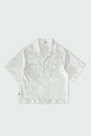 IMMORTAL CROPPED CUBAN BUTTON DOWN SHIRT - WHITE
