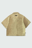 DUNE CROPPED CUBAN BUTTON DOWN SHIRT - TAUPE