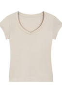 ANANKE V-Neck Baby Tee | Fitted Cotton Short Sleeve Top