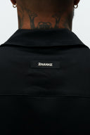 INTENTION CROPPED CUBAN BUTTON DOWN SHIRT - BLACK