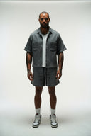 HOMAGE CROPPED CUBAN BUTTON DOWN SHIRT - LIGHT GREY