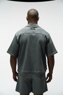 HOMAGE CROPPED CUBAN BUTTON DOWN SHIRT - LIGHT GREY