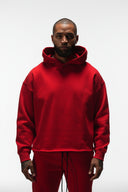 FATE HEAVYWEIGHT FLEECE CROPPED RAW HEM HOODIE - RED