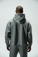 FATE HEAVYWEIGHT FLEECE CROPPED RAW HEM HOODIE - HEATHER GREY