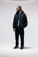 FATE HEAVYWEIGHT FLEECE DOUBLE ZIP HOODIE - BLACK