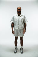 IMMORTAL CROPPED CUBAN BUTTON DOWN SHIRT - WHITE