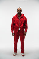 FATE HEAVYWEIGHT FLEECE STRAIGHT LEG SWEATPANTS - RED