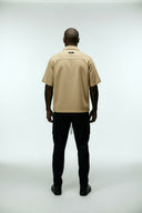 DUNE CROPPED CUBAN BUTTON DOWN SHIRT - TAUPE