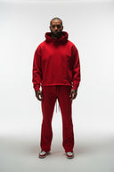 FATE HEAVYWEIGHT FLEECE FLARED SWEATPANTS - RED