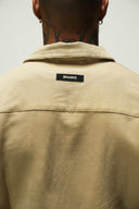 LORD CROPPED CUBAN BUTTON DOWN SHIRT - TAUPE