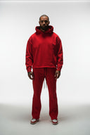 FATE HEAVYWEIGHT FLEECE CROPPED RAW HEM HOODIE - RED
