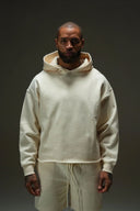 FATE HEAVYWEIGHT FLEECE CROPPED RAW HEM HOODIE - CREAM